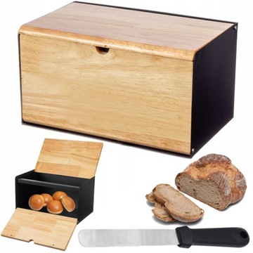 CHLEBAK POJEMNIK NA PIECZYWO Z DREWNIANĄ POKRYWKĄ