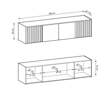 Расширение гардероба 205 см. Рейки h 50 см. NELA