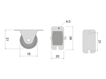 10 шт. МЕБЕЛЬНОЕ КОЛЕСО 22ММ ПРЯМОЕ