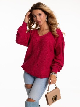 Świetny SWETER DAMSKI Splot Zygzak Dużo Kolorów