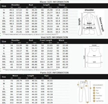 S-5XL (marynarka kamizelka spodnie) męska biznesowa codzienna formalna
