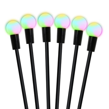 Солнечная лампа встроенная 6xLED RBG шарики 70см Красивая