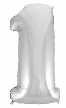 Balony CYFRY SREBRNE 92cm liczby 0-9 na HEL