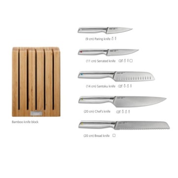 ZESTAW 5 NOŻY Elevate w BLOKU BAMBUSOWYM Joseph Joseph