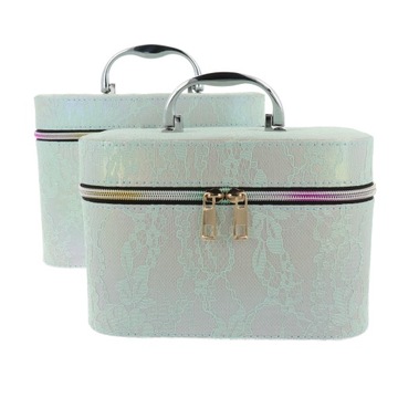 KUFEREK KOSMETYCZKA PODRÓŻNA Z LUSTERKIEM ORGANIZER KPL. 2szt KORONKOWY K12