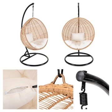 Kokon kosz pleciony huśtawka boho rattanowy fotel