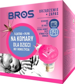 Bros Elektro + płyn na komary 60 nocy dla dzieci