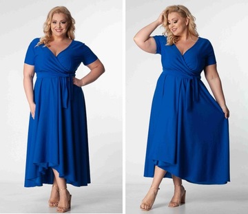 Maxi Długa sukienka rokloszowana elegancka na wesele Plus Size KOLORY 50