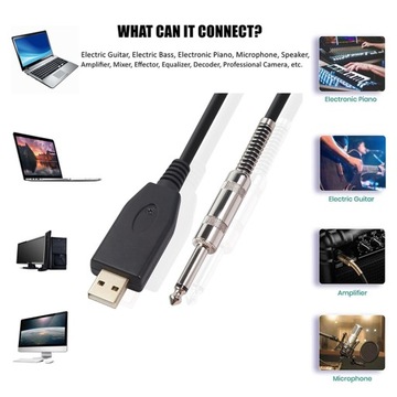 USB-кабель для гитары, Адаптер для кабеля для подключения бас-гитары с USB-подключением