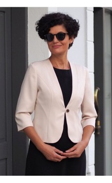 КОРОТКИЙ СВАДЕБНЫЙ ПИДЖАК ФОРМАЛЬНОГО КРОЯ БЕЖЕВЫЙ 48