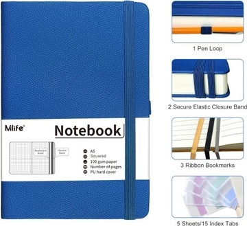 Mlife A5 Notatnik w Kropki,360 Stron I Papier Odporny Na Atrament różowy