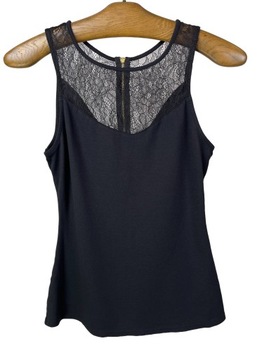 Bluzka damska z koronkową górą czarna bez rękawów rayon EXPRESS r. XS USA
