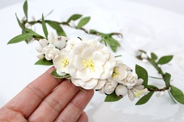 Зеленый и белый венок для причастия в стиле бохо, регулируемый