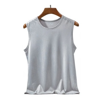 Men Ice Silk Tank Top Slim Fit Vests Mesh Singlets