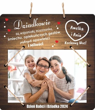 DREWNIANA FOTO RAMKA DZIEŃ BABCI DZIADKA PREZENT