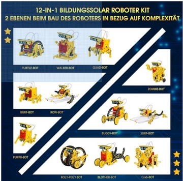 СОЛНЕЧНЫЙ РОБОТ ОБРАЗОВАТЕЛЬНАЯ ИГРУШКА ДЛЯ ДЕТЕЙ 12 В 1 НАБОР С СОЛНЕЧНОЙ ПАНЕЛЬЮ