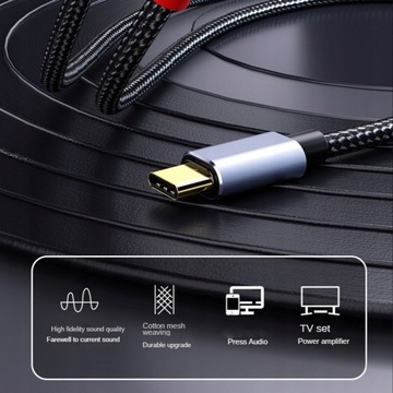 Переходник аудиокабеля USB C на 2RCA Type-C для Pod