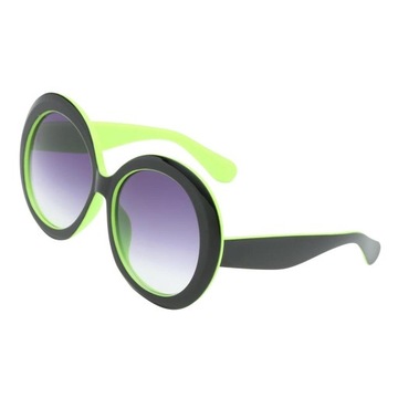 Fashion Retro Black green frame Gradient gray lens