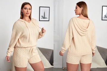 Shein Dres z dzianiny szorty i bluza z kapturem XL