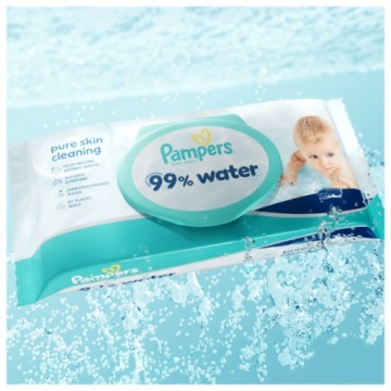 Pampers 99% Water — влажные салфетки для детей, 6 упаковок по 60 шт. = 360 шт.