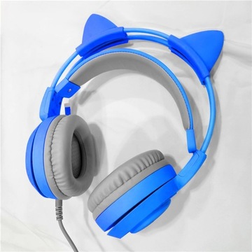 ИГРОВЫЕ НАУШНИКИ КОШАЧЬИ УШИ МИКРОФОН + ПУЛЬТ ДУ