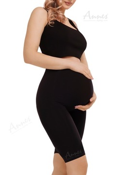 Legginsy ciążowe Annes ~ kolarki ~ bezszwowe, mikrofibra ~ S/M czarne