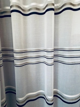 Штора ГОРИЗОНТАЛЬНЫЕ ЛЬНЯНЫЕ ПОЛОСКИ 260х600 Туннель Лягушки ПРЕМИУМ