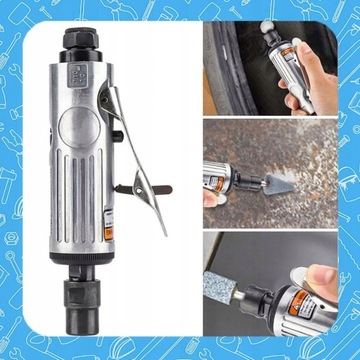 SZLIFIERKA PNEUMATYCZNA PROSTA 1/4 6MM Z AKCESORIAMI WALIZKA + ŚCIERNICE