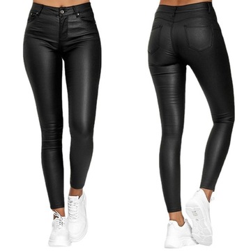 БРЮКИ ЖЕНСКИЕ МОДЕЛИРУЮЩИЕ БРЮКИ ИЗ ВОЩЕНОЙ КОЖИ ПУШ-АП