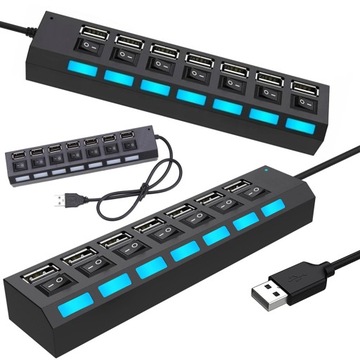 Rozdzielacz HUB USB 7 portów rozgałęziacz USB 2.0