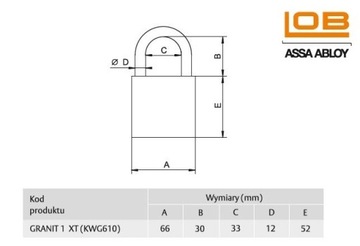 ЗАМОК ПРОТИВОВЗЛОМНЫЙ LOB GRANIT 1, ОДОБРЕН КЛАСС 4 C