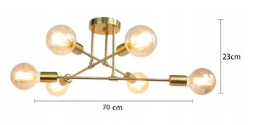 ЛЮСТРА ПОДВЕСНАЯ ПОТОЛОЧНАЯ СВЕТИЛЬНИК ЗОЛОТО 6 x E27 LED