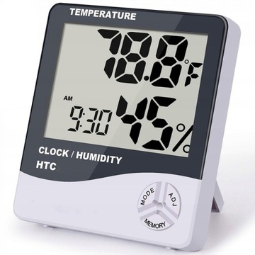 Elektroniczny Termometr Higrometr Zegar 3w1 HTC-1