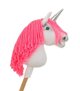 Єдиноріг на палиці Hobby Horse A4 білий неонова рожева грива сріблястий ріг