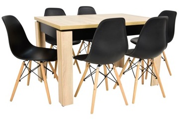 6 krzeseł + stół 80x120/160 cm SONOMA KOMPLET
