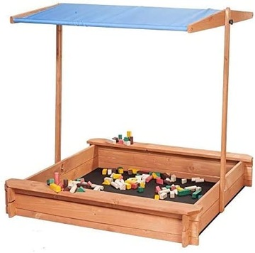 ДЕРЕВЯННАЯ ПЕСОЧНИЦА С СИНЕЙ ВЕРШИНОЙ