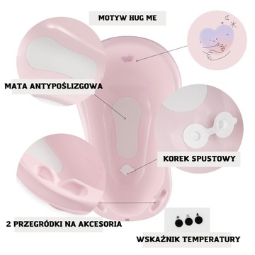 ZESTAW KĄPIELOWY WANIENKA 84CM RÓŻOWA 4 ELEMENTY