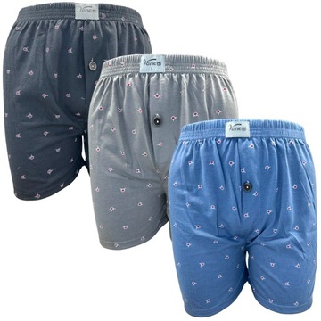 3x Bokserki Męskie Bawełniane 100% Luźne Szorty Wygodne Zestaw XL