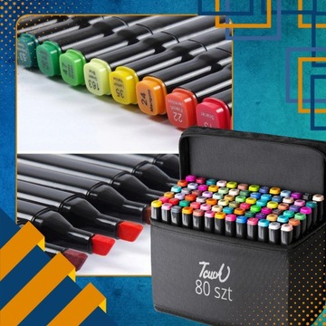 АЛКОГОЛЬНЫЕ МАРКЕРЫ, ТРИПСЫ, МАРКЕРЫ, ДВУСТОРОННИЕ МАРКЕРЫ, НАБОР 80 ШТ + СУМКА