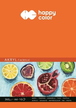 Blok do akrylu, Art., A4/10 ark, 360g, Happy Color