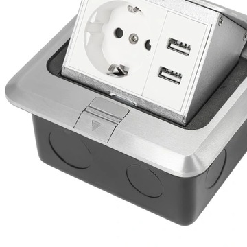 1 двойная евророзетка Access, серебристая J02, выдвижная