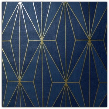 Tapeta geometryczna złote linie granatowa fliz