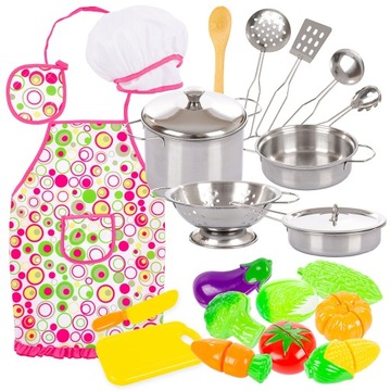 НАБОР ДЛЯ ДЕТСКОГО ПОВАРА ФАРТУК АКСЕССУАРЫ НА ШЕФ-ШЕФЕ НА ЗАЛИПКАХ
