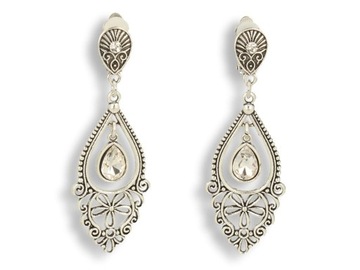 Серебряные зажимы для ушей, висящие со светлым глазком