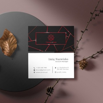 Визитки позолоченные, фольга soft touch + красная фольга, 250 шт.