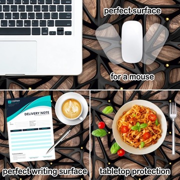 Прочный деревянный настольный коврик 120х60 с графикой.