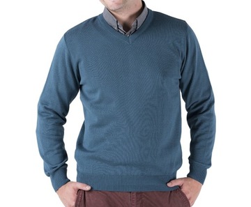 KLASYCZNY/ELEGANCKI SWETER MĘSKI - MORSKI XXL