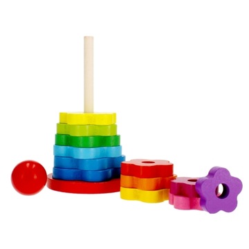 Деревянная пирамида, красочная обучающая головоломка