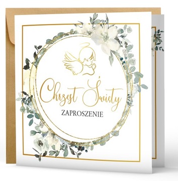 ZAPROSZENIA na chrzest z kopertą PAPIER PERŁOWY