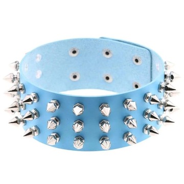 Hot Punk Rock Vintage Spike Rivets Wide Black Rose PU Leather Torques